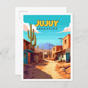 Jujuy Argentina vintage travel illustration Postcard