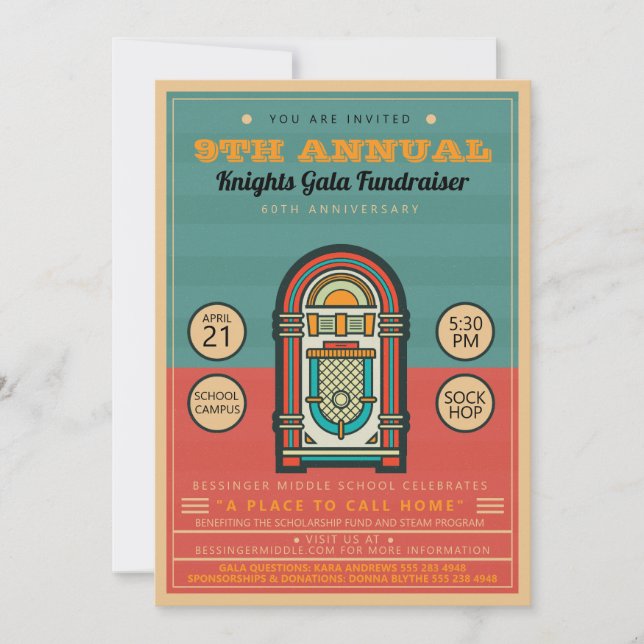 Juke Box Sock Hop Party Invitation Flyer (Front)