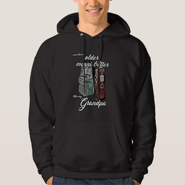 Jukebox Grandpa Granddad Oldtimer Gas Pump 1950 50 Hoodie (Front)