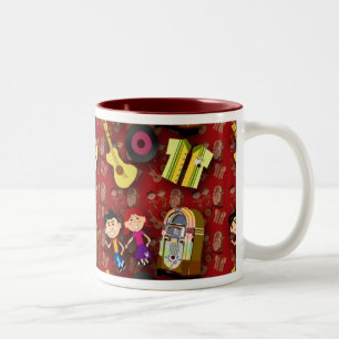 Jukebox Party Kids Cute Cartoon Characters Pattern Two-Tone Coffee Mug