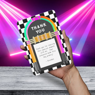 Jukebox Retro Chequerboard Thank You Card
