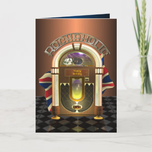 Jukebox Rockaholic UK Customisable Greetings Card