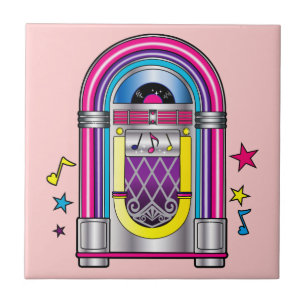 Jukebox with Stars and Notes Tile