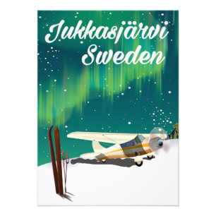Jukkasjärvi Sweden Northern lights vacation poster
