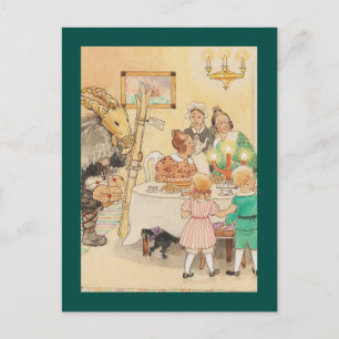 Jul Goat at the Christmas Table Holiday Postcard
