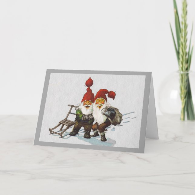 Julenisse Friends Sledding Holiday Card (Front)