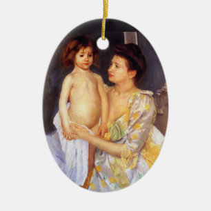 Jules Being Dried By His Mother Ceramic Ornament
