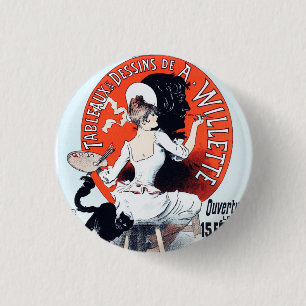 Jules Cheret Exposition Art Nouveau Button