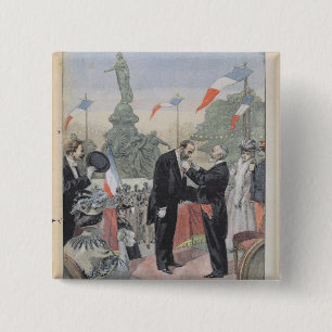 Jules Dalou being awarded with the medal 15 Cm Square Badge
