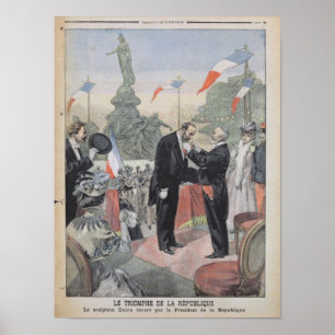 Jules Dalou being awarded with the medal Poster