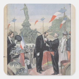 Jules Dalou  being awarded with the medal Square Sticker