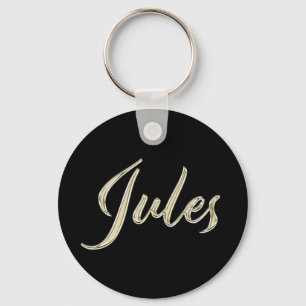 Jules Name whitegold Button Schlüsselanhänger Key Ring