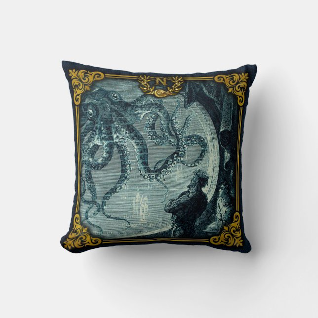 Jules Verne 20000 Leagues Throw Pillow 2 (Front)