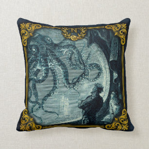 Jules Verne 20000 Leagues Throw Pillow 2