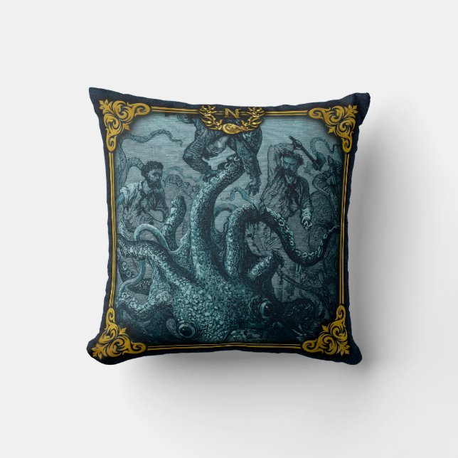 Jules Verne 20000 Leagues Throw Pillow 3 (Front)