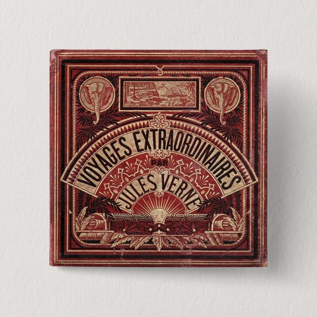 Jules Verne's "VOYAGES EXTRAORDINAIRES" 15 Cm Square Badge (Front)