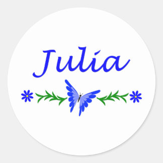Julia (Blue Butterfly) Classic Round Sticker