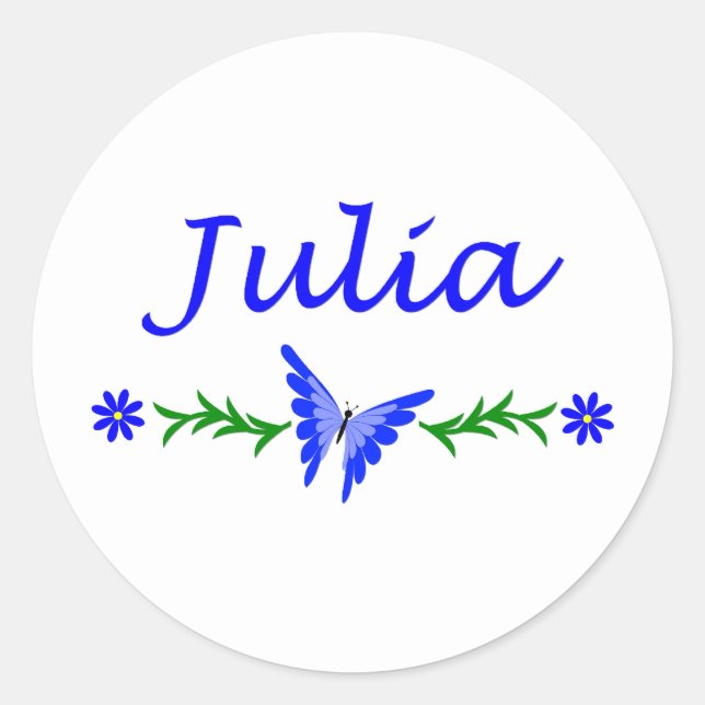 Julia (Blue Butterfly) Classic Round Sticker (Front)
