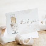 JULIA Boho Floral Pearls & Prosecco Bridal Shower Thank You Card<br><div class="desc">The Julia Collection features creamy beige boho florals with elegant watercolor pearls and fonts. This collection is perfect for a classic bridal shower with a boho twist.</div>