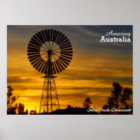 Julia Creek windmill sunset poster