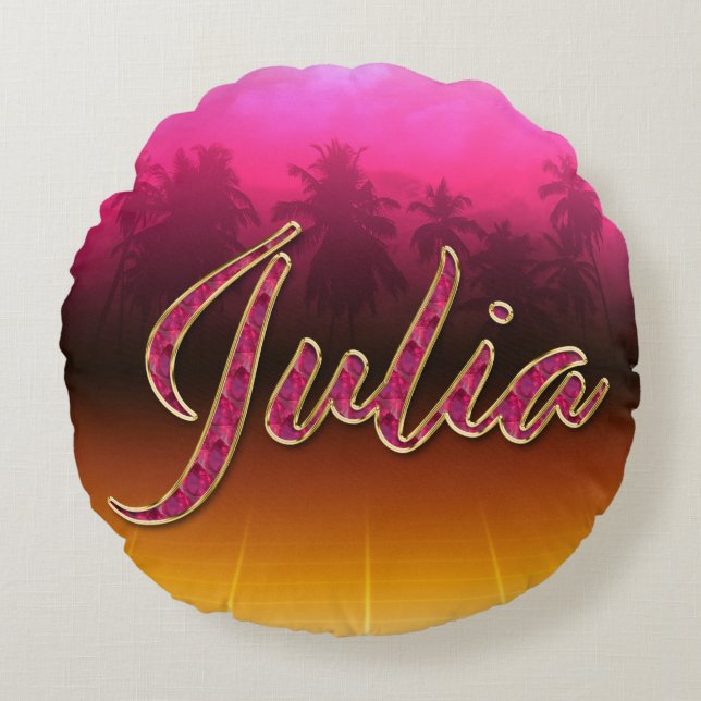 Julia First Name Golden pink cushion (Front)