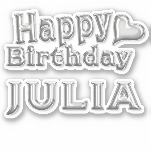 Julia Happy Birthday silver sticker (Front)