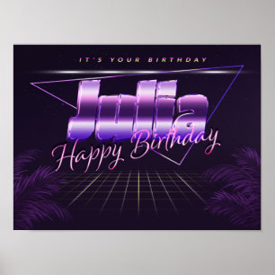 Julia Name Vorname lila retro Poster Geburtstag