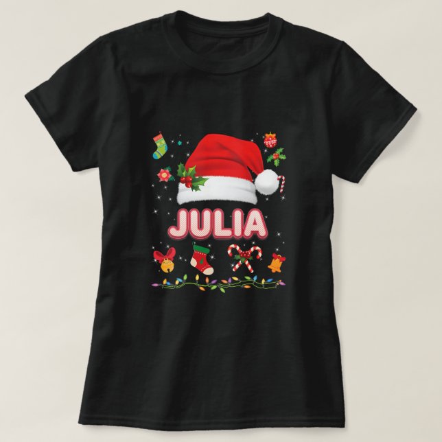 Julia Santa Claus Hat Family Merry Christmas Xmas  T-Shirt (Design Front)