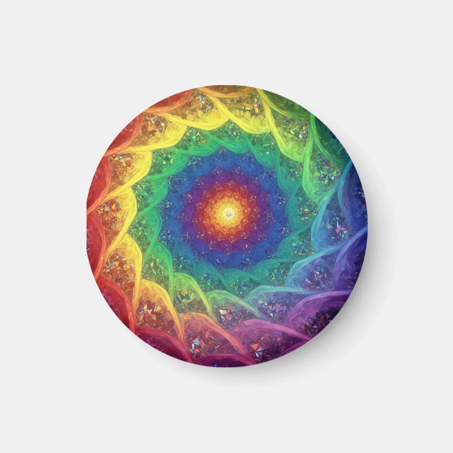 Julia Set Fractal With Rainbow Pinwheel Style Magnet (Front)