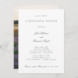 Julia Simple Silver Script Photo Rehearsal Dinner Invitation