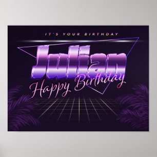Julian Name Vorname lila retro Poster Geburtstag