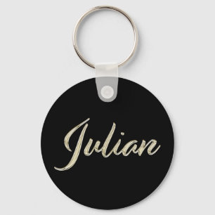 Julian Name whitegold Button Schlüsselanhänger Key Ring