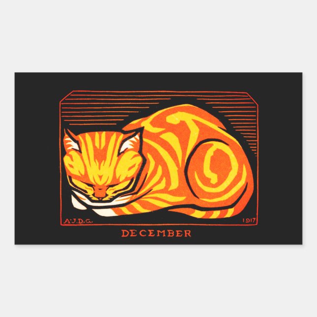 Julie de Graag December Cat Rectangular Sticker (Front)