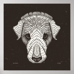 Julie De Graag Vintage Dog Art Black and White Poster