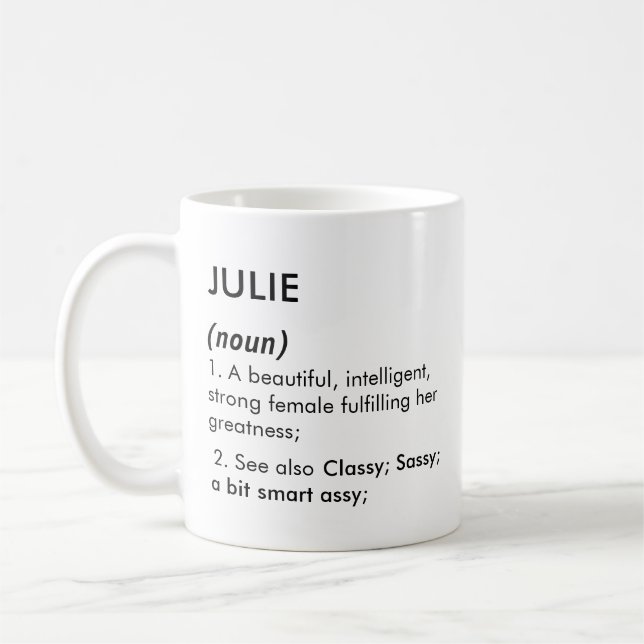 Julie name, Editable name, Custom name Coffee Mug (Left)