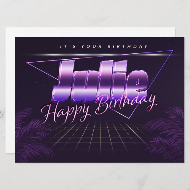 Julie Name First name lila retro card Birthday (Front/Back)