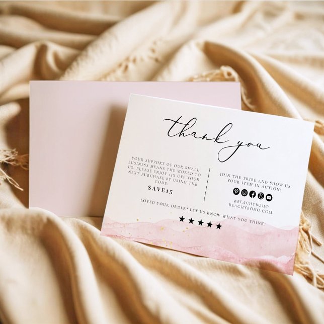 JULIEN | Blush Watercolor Business Thank You Card (Creator Uploaded)