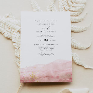 JULIEN Blush Watercolor Smudge Gold Wedding Invitation