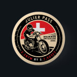 Julier Pass | Switzerland | Motorcycle 6 Cm Round Badge<br><div class="desc">Julier Pass done in a vintage,  distressed style emblem. It is a famous is high mountain pass found in Switzerland.</div>