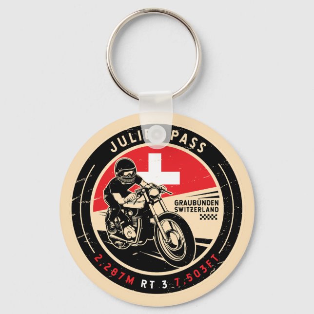 Julier Pass | Switzerland | Motorcycle Key Ring (Front)