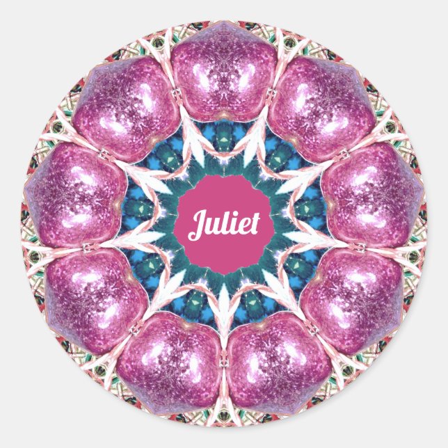 JULIET ~ Bright Abstract Pattern ~ Personalised ~  Classic Round Sticker (Front)