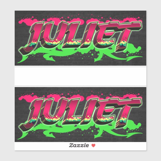 Juliet First Name Graffiti Sticker (Sheet)
