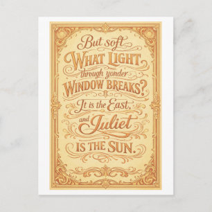 "Juliet Is the Sun" Shakespeare Postcard