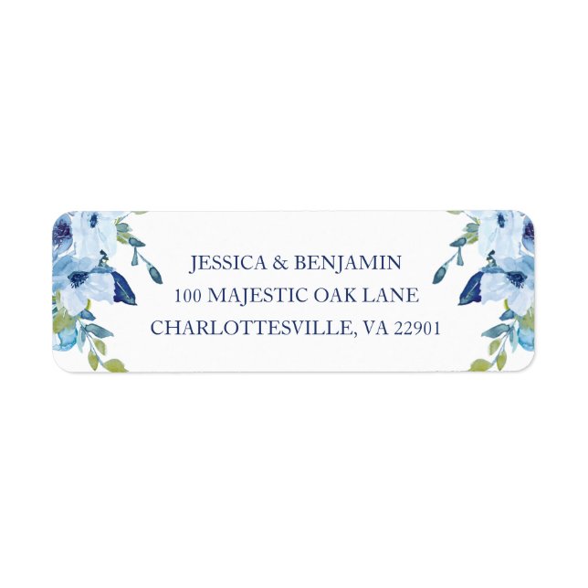 Juliett Elegant Dusty Blue  Wedding Return Address Label (Front)