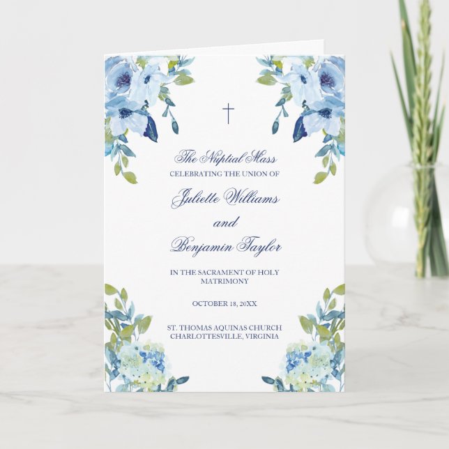 Juliette Catholic Wedding Ceremony with Mass Program (Front)