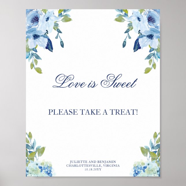 Juliette Dusty Blue Dessert Bar Wedding Sign (Front)