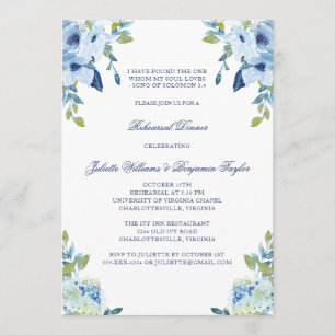 Juliette Dusty Blue Wedding Rehearsal Dinner Invitation