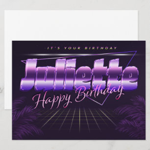 Juliette Name Vorname lila retro Karte Geburtstag Card