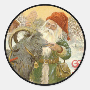 Jultomten Feeds Yule Goat a Cookie Classic Round Sticker