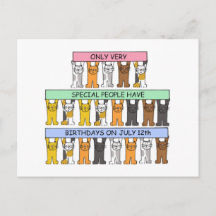 July 12th Birthday Cute Cartoon Cats Postcard
